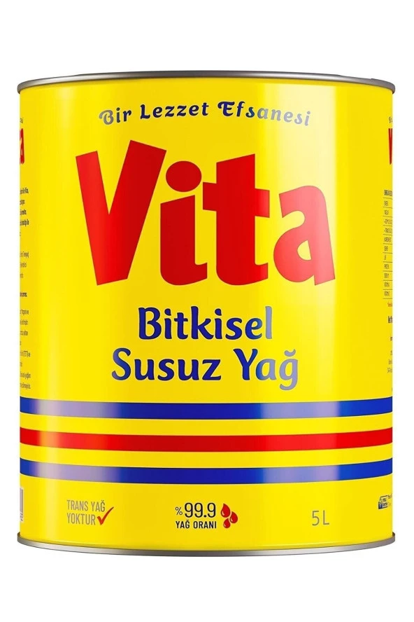 VİTA Susuz Margarin 5 Litre Teneke Kutu