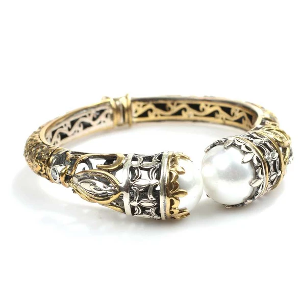 925 Ayar Gümüş Konstantinapol Tasarım İncili Bilezik ürün görseli