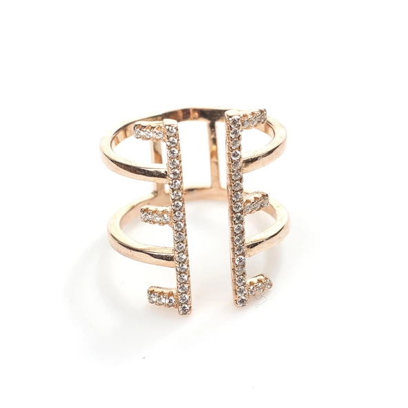 925 Ayar Gümüş E Harfi Tasarım Yüzük - Resim 7