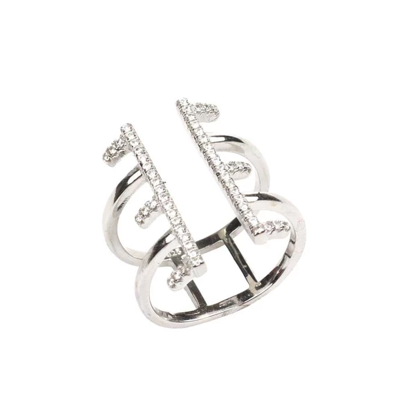 925 Ayar Gümüş E Harfi Tasarım Yüzük ürün görseli