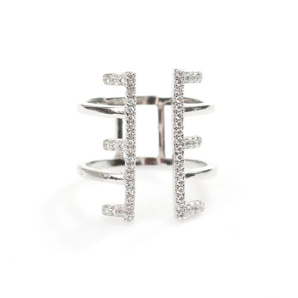 925 Ayar Gümüş E Harfi Tasarım Yüzük - Resim 10