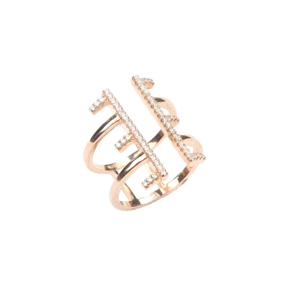 925 Ayar Gümüş E Harfi Tasarım Yüzük - Resim 2