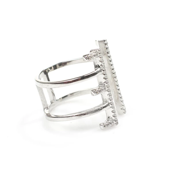 925 Ayar Gümüş E Harfi Tasarım Yüzük - Resim 9