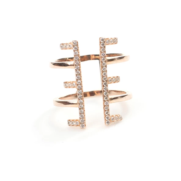 925 Ayar Gümüş E Harfi Tasarım Yüzük - Resim 6