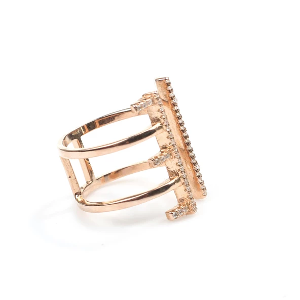 925 Ayar Gümüş E Harfi Tasarım Yüzük - Resim 5