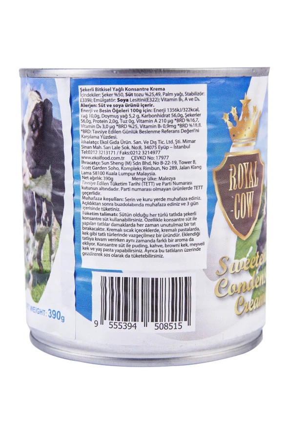 ROYAL COW Condensed Milk 390Gr X2Adet