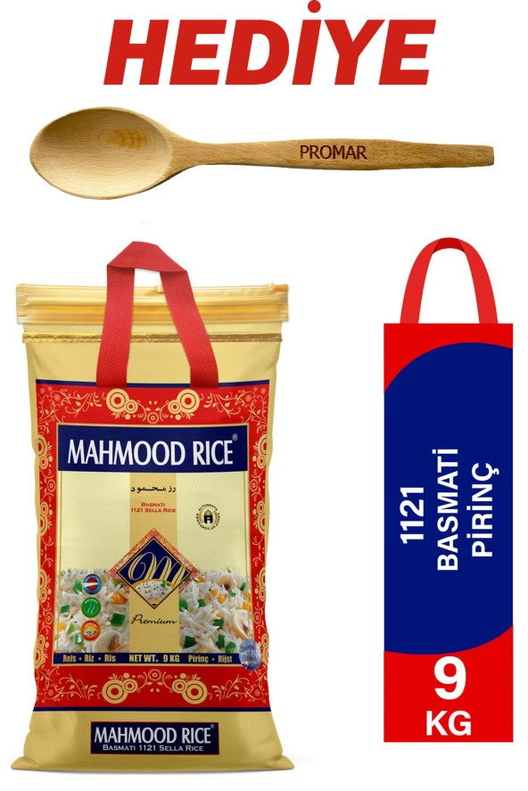 MAHMOOD 1121 Basmati Pirinç 9Kg & Tahta Kaşık (Hediye)