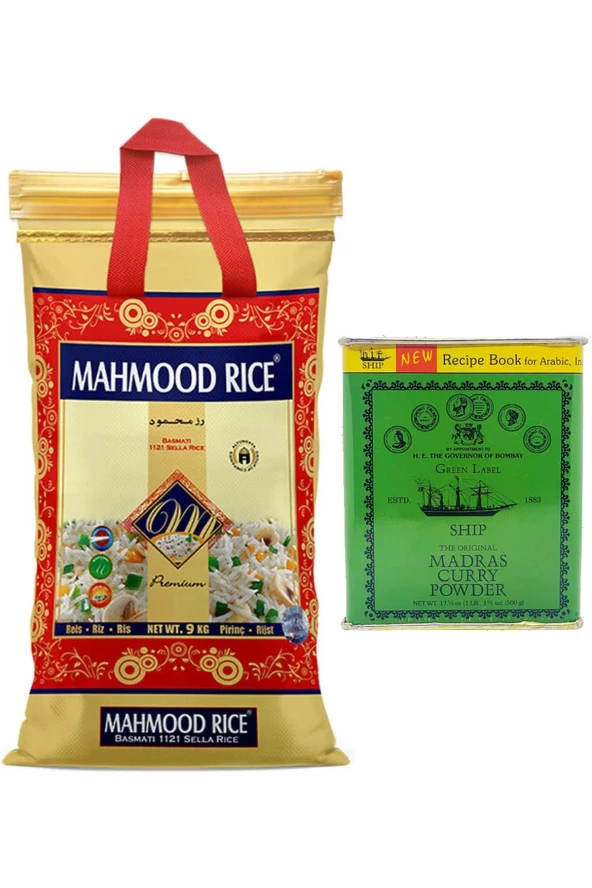 MAHMOOD RICE 1121 Basmati Pirinç 9 Kg +Madras Ship Madras Curry Powder Köri Baharat 500 Gr