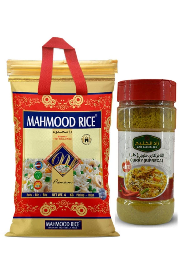 MAHMOOD RICE Basmati Pirinç 4 Kg + Zad Alkhaleej Acı Köri Baharatı 200 Gr