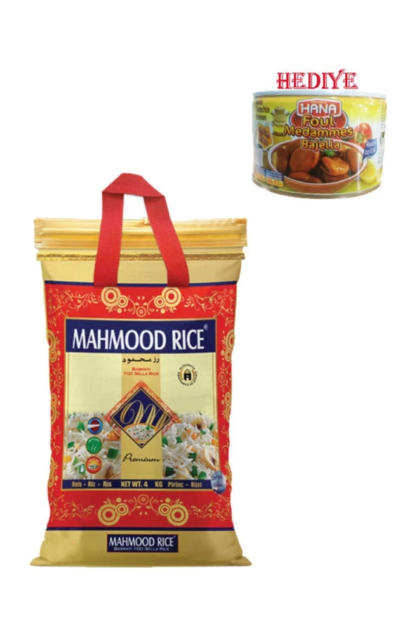 MAHMOOD RICE Basmati Pirinç 4 Kg + Hana Bakla Konservesi 400 Gr Hediye