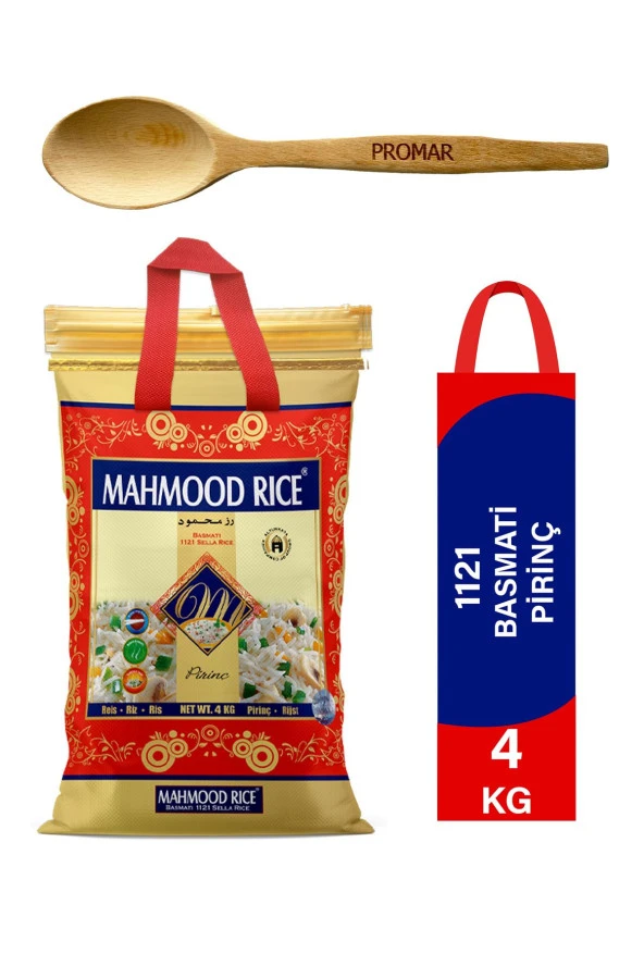 MAHMOOD 1121 Basmati Pirinç 4Kg & Tahta Kaşık