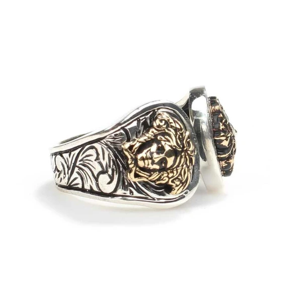 925 Ayar Gümüş Medussa Kafası Erkek Yüzük - Resim 2