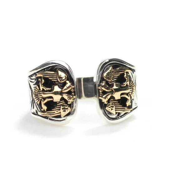 925 Ayar Gümüş Çift Başlı Kartal Modeli Erkek Yüzük ürün görseli