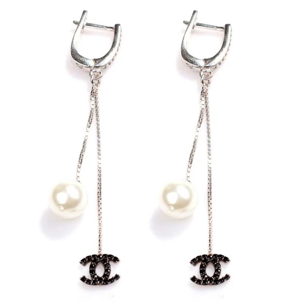 925 Ayar Gümüş  İncili C Model Sallantılı Küpe ürün görseli 1