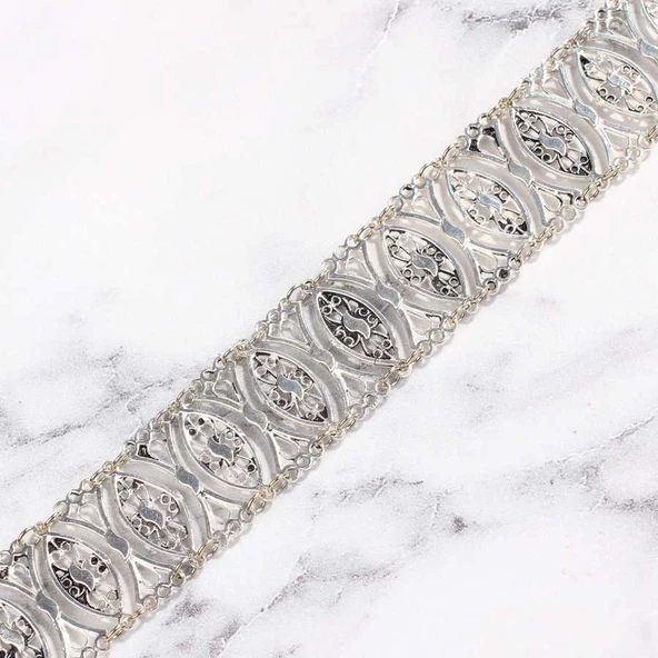 925 Ayar Gümüş Kalın Bileklik - Resim 5