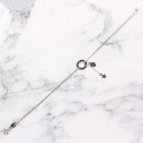 925 Ayar Gümüş Halka & Kalp & Yıldız Bileklik ürün görseli 1