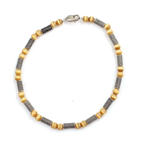 925 Ayar Gümüş Sedef Kedigözü Taşlı Bileklik ürün görseli 1