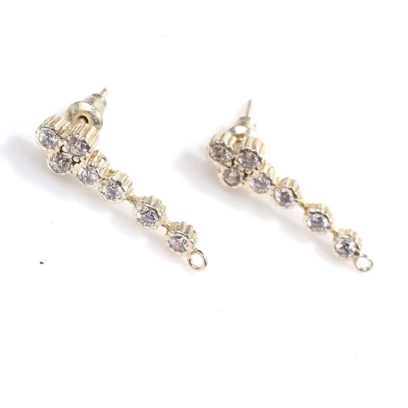 925 Ayar Gümüş Zirkon Taşlı Suyolu Küpe - Resim 2