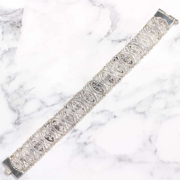 925 Ayar Gümüş Kalın Bileklik - Resim 3