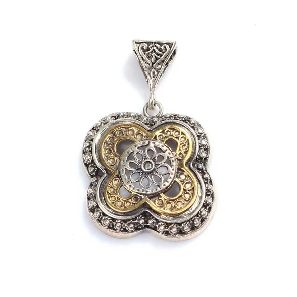 925 Ayar Gümüş ve Bronz Karışımı Dört Köşe Otantik Kolye Ucu ürün görseli