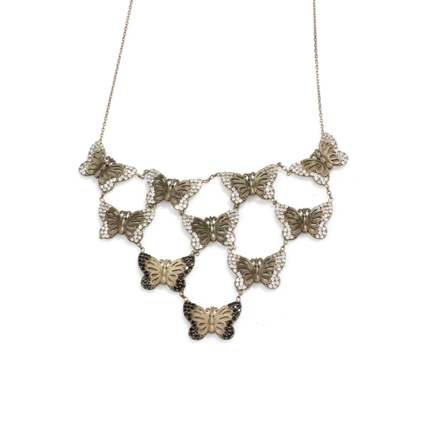 925  Ayar Gümüş On Kelebek Kolye - Resim 2