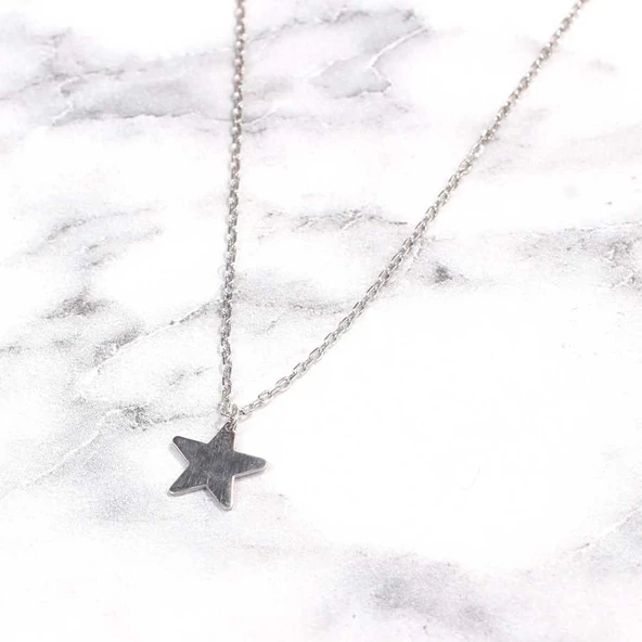 925 Ayar Gümüş Yıldız Kolye - Resim 3