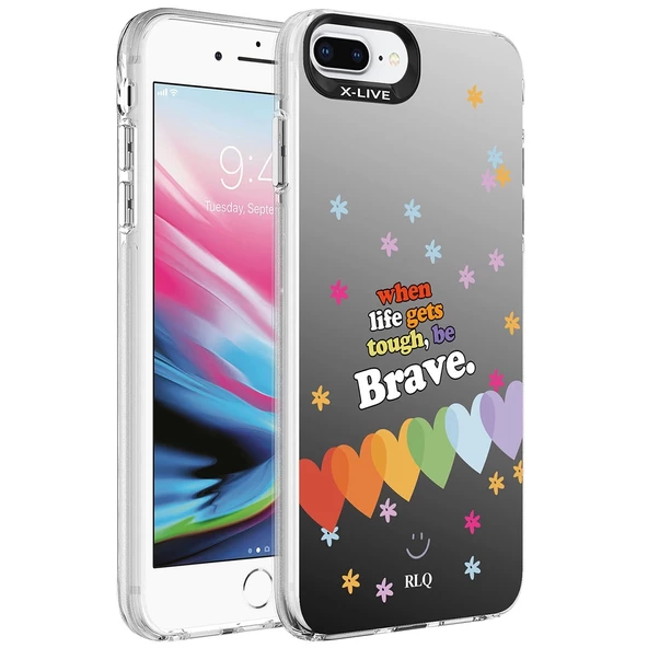 iPhone 7 Plus  Uyumlu KılıfDesenli Silver Sert Kapak