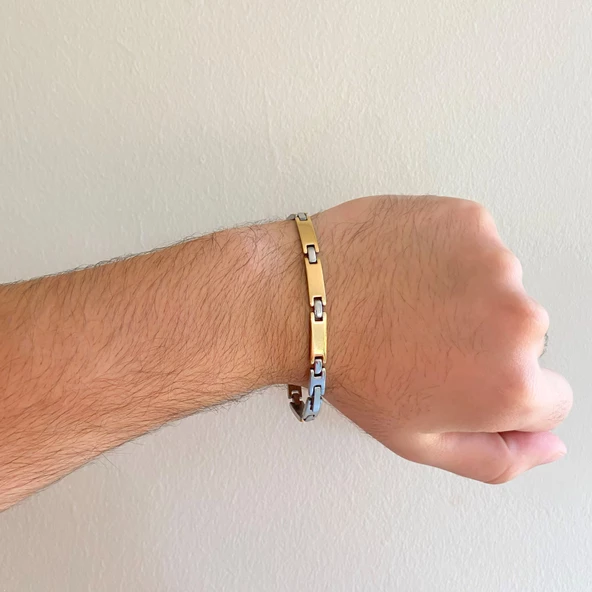 Altın Kaplama Erkek Bileklik EBLK-349 - Resim 2