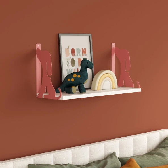 Unisoft Metal Köpek Figürlü Ahşap Standlı 50 cm Duvar Rafı - 2