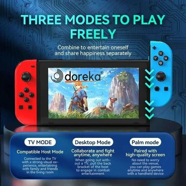Nintendo Switch/Switch Oled Yüksek Kapasite Titreşimli RGB Işıklı Joy-Con Oyun Kolu - 9