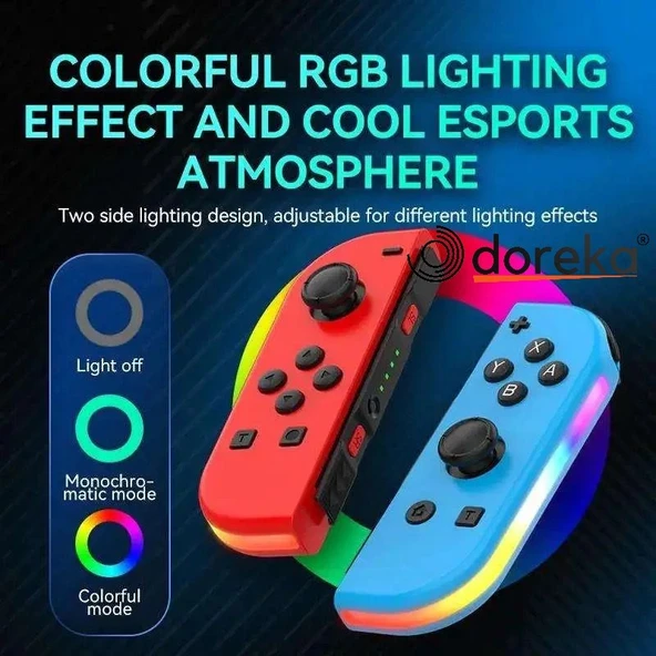 Nintendo Switch/Switch Oled Yüksek Kapasite Titreşimli RGB Işıklı Joy-Con Oyun Kolu - 7