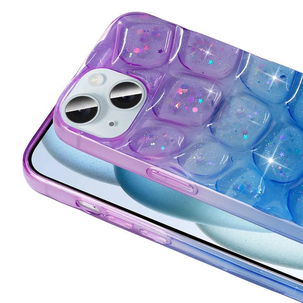 iPhone 15 Kılıf Simli 3D Desenli Hacar Kılıf - 10