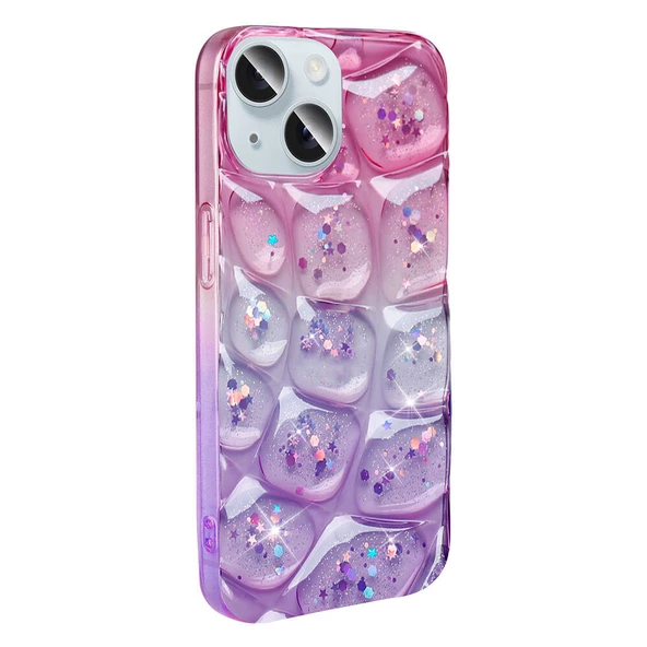 iPhone 15 Kılıf Simli 3D Desenli Hacar Kılıf - 4