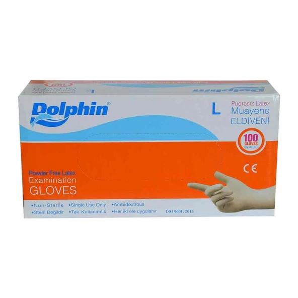 Dolphin Pudrasız Latex Muayene Eldiveni Büyük Boy (L) 100Lü Pkt - 4