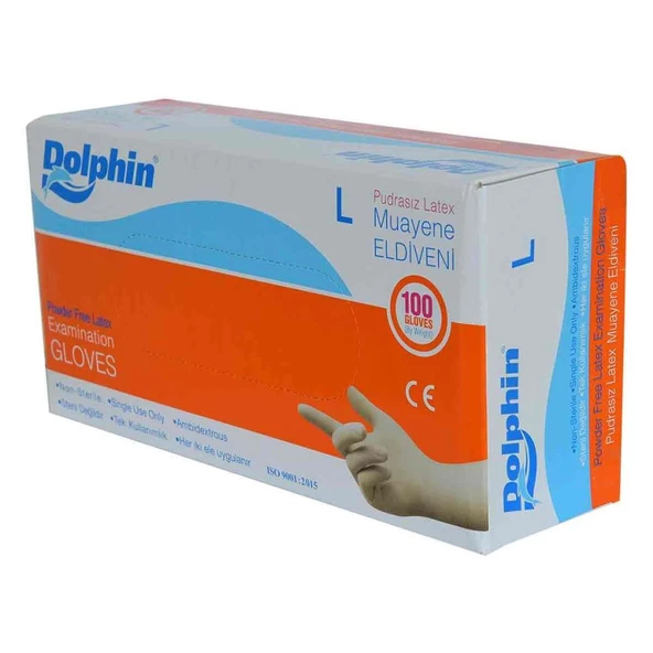 Dolphin Pudrasız Latex Muayene Eldiveni Büyük Boy (L) 100Lü Pkt - 3