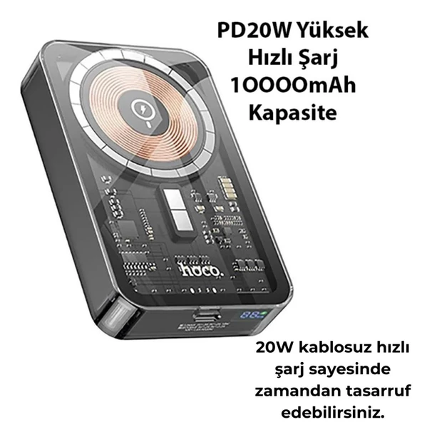 Polham HC 20W 10000Mah Magsafeli Kablosuz Powerbank, Iphone 12,13,14,15 Serisi ile Uyumlu Powerbank - 6