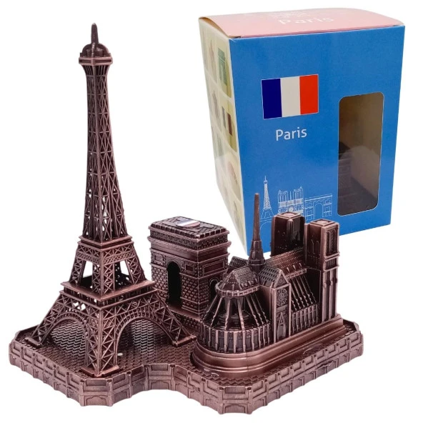 Vintage Metal Fransa Paris Şehri Bakır 14 cm ürün görseli