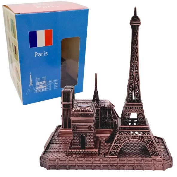 Vintage Metal Fransa Paris Şehri Bakır 14 cm - Resim 2
