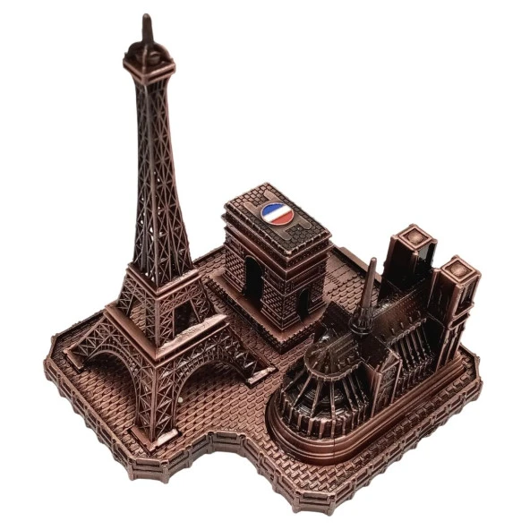 Vintage Metal Fransa Paris Şehri Bakır 14 cm - Resim 3