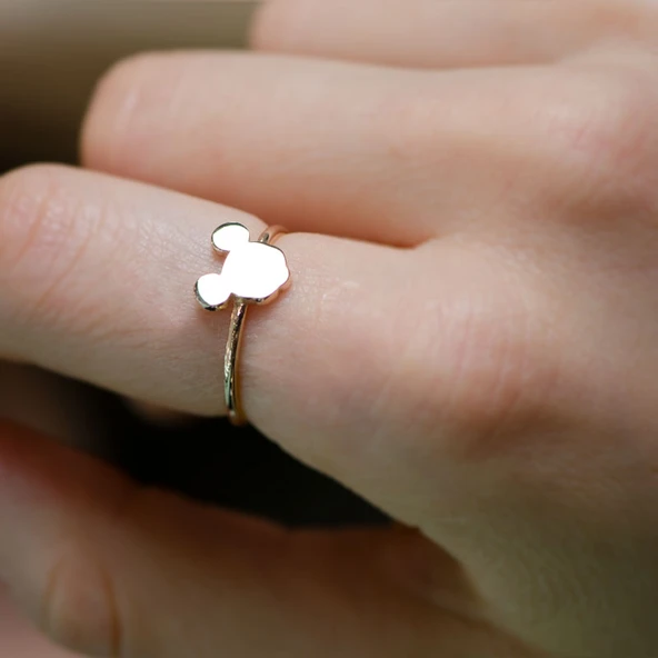 14 Ayar Altın Mickey Mouse Yüzük - Resim 5