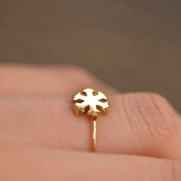 14k Altın Kar Tanesi Yüzük - Resim 2