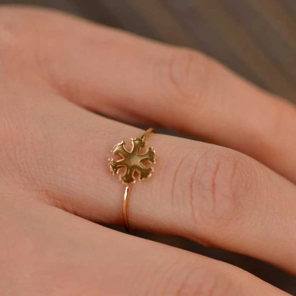 14k Altın Kar Tanesi Yüzük - Resim 3