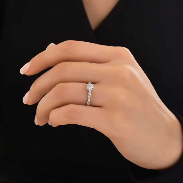 0.71ct Pençe Tırnak Tektaş Yüzük - Resim 2