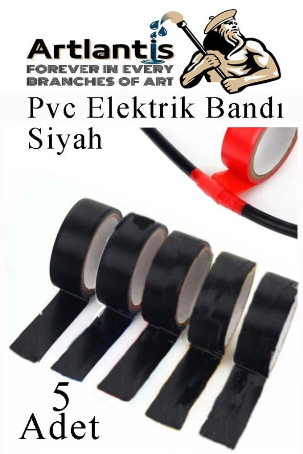 Siyah Elektrik Bandı 5 Adet Pvc İzolo Bant Elektrikçi Bandı Su Geçirmez Isıya Dayanıklı Yalıtım Bandı