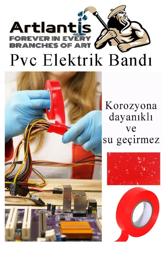 Siyah Elektrik Bandı 20 Adet Pvc İzolo Bant Elektrikçi Bandı Su Geçirmez Isıya Dayanıklı Yalıtım Bandı - 2