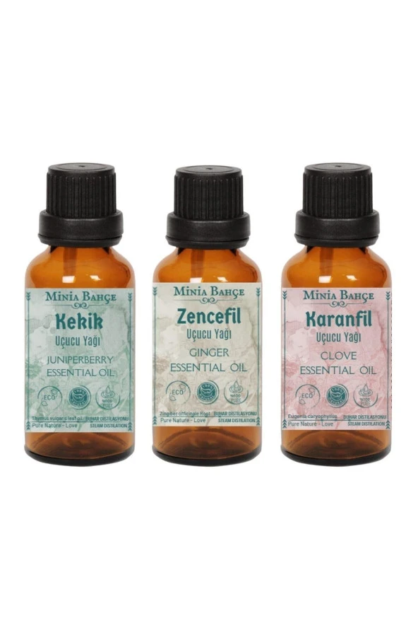 Kekik Yağı 10ml, Zencefil Yağı 10ml, Karanfil Yağı 10ml, %100saf