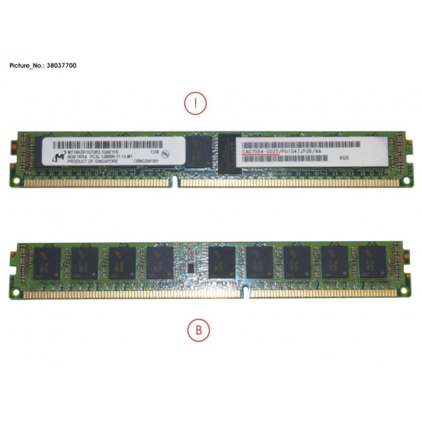Micron MT18KDF1G72PZ-1G6E1FE  8GB DDR3-1600MHz PC3L-12800 ECC CL11 240-Pin VLP RDIMM 1.35V Server Ram