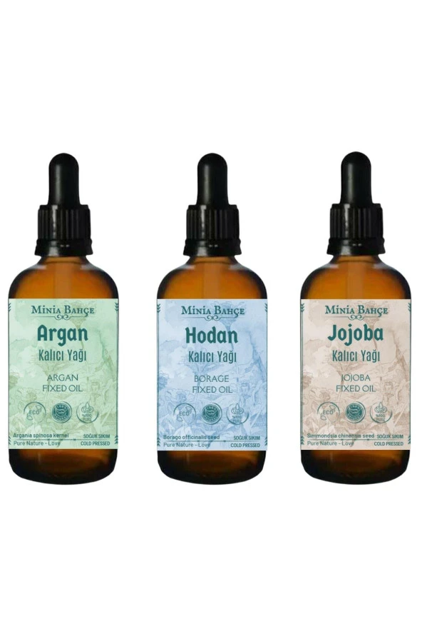 Argan Yağı, Hodan Yağı, Jojoba Yağı (3'lü Set) 30ml X 3 Adet