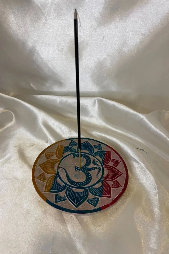 Aum Om Hand Made El İşi Feng Shui Ejderha Yılı Doğal Obsidyen Taşı Çubuk Konik Tütsülük - Resim 2