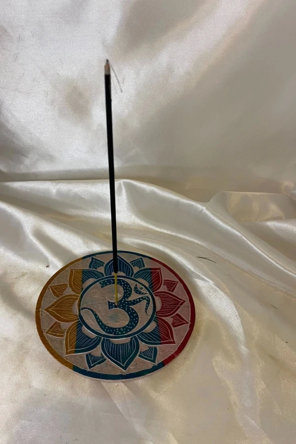 Aum Om Hand Made El İşi Feng Shui Ejderha Yılı Doğal Obsidyen Taşı Çubuk Konik Tütsülük - Resim 4